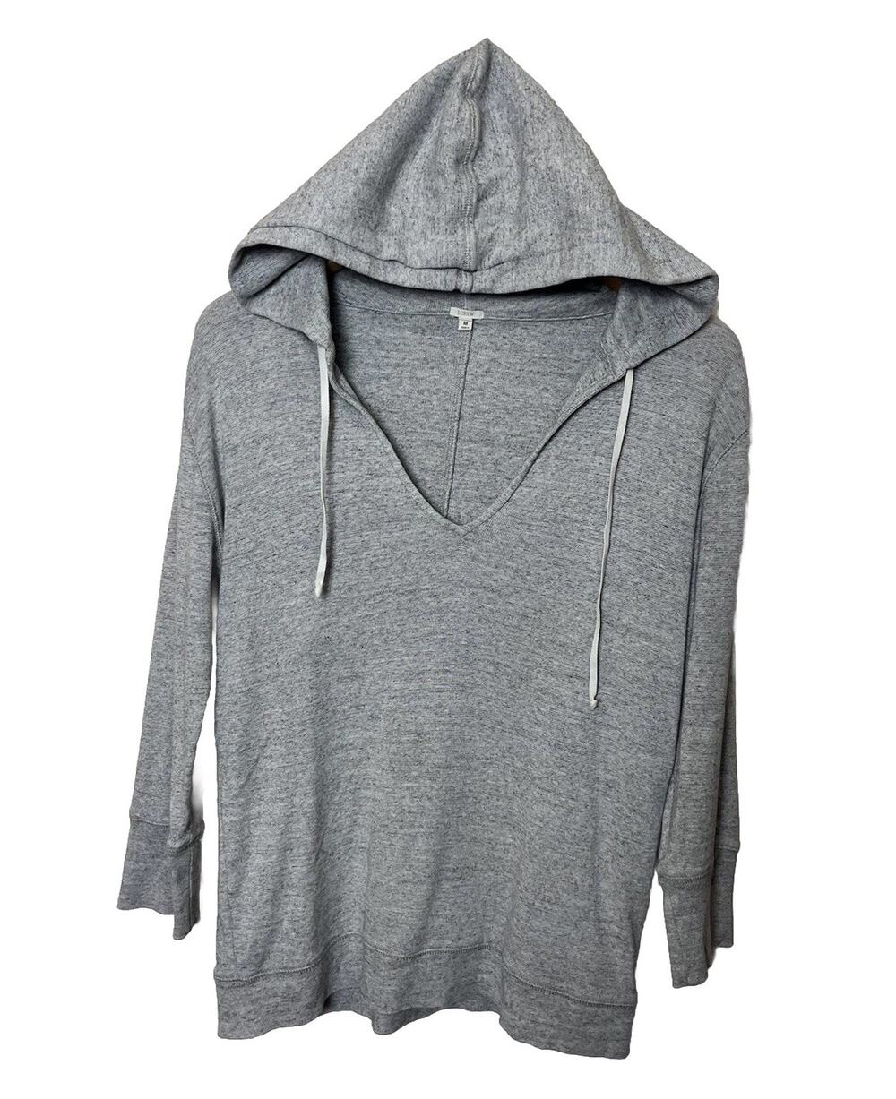 J Crew Hoodie Sweater Women’s Sz Medium Gray 3/4 Sleeves Knit Casual